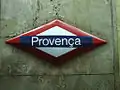 Provença FGC metro station sign