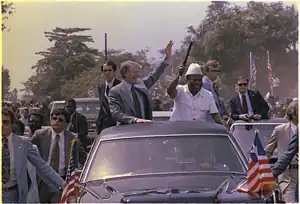 Image 16President Tolbert and U.S. President Jimmy Carter (in car, left) in Monrovia, 1978 (from History of Liberia)