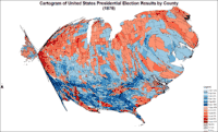 Cartogram of presidential election results by county