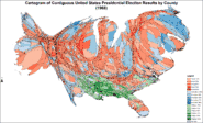 Cartogram of presidential election results by county