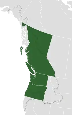 Boundaries of the bioregion with respect to current political divisions (Washington, Oregon and British Columbia).