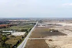 Aerial view of Cashel in 2023, some of the land prepare to develop housing