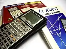 The calculator with box and operation manual