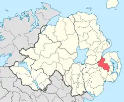 Location of Castlereagh Upper, County Down, Northern Ireland.