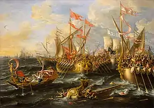 The Battle of Actium by Laureys a Castro, 1672