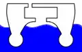 Cross-section of an open moon pool above the waterline, in a catamaran or a semi-submersible platform