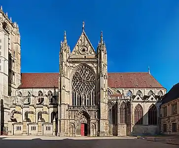 South Facade, portal of Moses and flamboyant rose window (15th–16th c.)