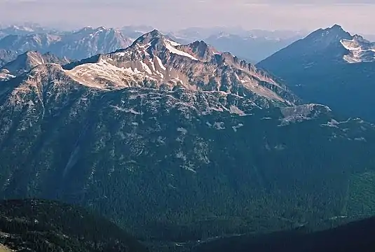 Cayoosh Mountain, southern aspect, as seen from Slalok Mountain(Mt. Marriott in upper right)