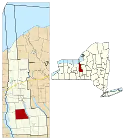 Location within Cayuga County and New York