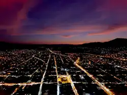 Aerial view of the downtown and west side of the city.