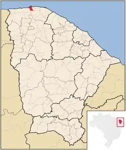 Location of Jijoca de Jericoacoara in Ceará