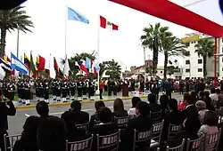 Civic celebration ceremony in the main square of Vista Alegre