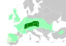 Image 14The spread of archaeological cultures associated with the Celts in Europe:   core Hallstatt territory, by the 6th century BC  maximal Celtic expansion, by the 3rd century BC  Lusitanian and Vettones' area where Celtic presence has been proposed by Koch and Cunliffe (from History of Slovakia)