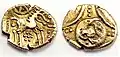 Gold stater (15 BC - 20 AD). (right) horse  (left) flower