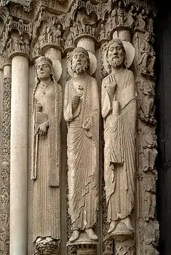 Figures on central Tympanum of Chartres Cathedral