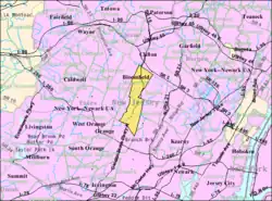 Census Bureau map of Bloomfield, New Jersey