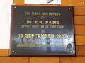 The plaque unveiled By Dr. K.R Paine (Deputy Director of Education) on 19 September 1987. To mark The Centenary