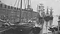 Central Wharf, 19th century. The cupola in the center of the wharf was equipped with a telescope for public use