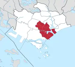 Location of the Central Area in Central Region