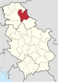 Location of the Central Banat District within Serbia