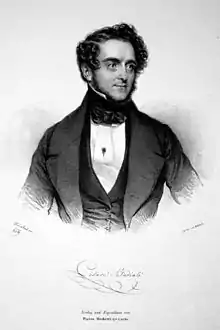 A lithograph of Cesare Badiali by Josef Kriehuber, 1839