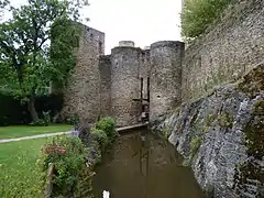 Castle walls plus moat