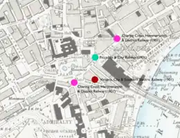 A map with coloured dots marking the proposed locations of stations