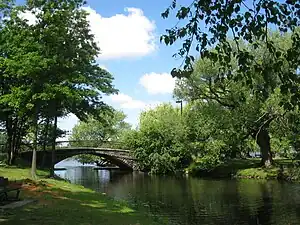 Image showing a pedestrian bridge in the Charles River Esplanade in Boston, Massachusetts