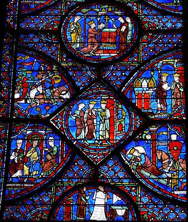 Scenes from the life of Charlemagne, Vitrail de Charlemagne [fr] at Chartres Cathedral, c. 1225