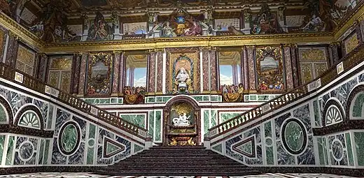 Baroque - Escalier des Ambassadeurs of the Palace of Versailles, Versailles, France, by François d'Orbay and Charles Le Brun, 1674-1679, demolished in 1752 under Louis XV