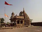 Inside the Yogini temple; the central shrine with shikhara is of later date.