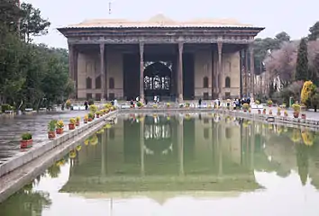 A World Heritage Persian garden site, Chehel Sotoun, in Iran