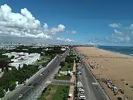 Marina Beach's Bird eye view.