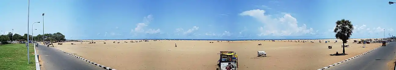 Panoramic view stretch of the sandy Marina beach.