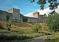 The castle pictured from the footpath through the Dell, part of the Wye Valley Walk