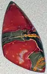 Red-green-and-yellow jasper cabochon, Cherry Creek, China