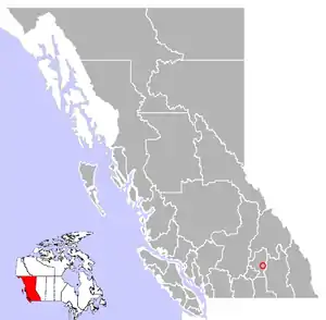 Location of Cherryville, British Columbia