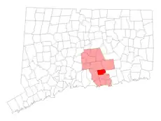 Chester's location within Middlesex County and Connecticut