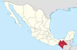 Map of Mexico with Chiapas highlighted