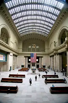 Image 13Chicago Union Station, opened in 1925, is the third-busiest passenger rail terminal in the United States. (from Chicago)