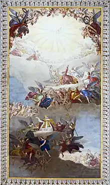 Ceiling fresco by Santi.