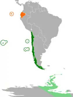 Map indicating locations of Chile and Ecuador