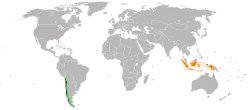 Map indicating locations of Chile and Indonesia