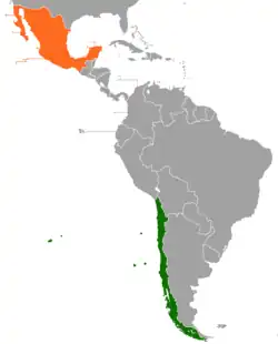 Map indicating locations of Chile and Mexico