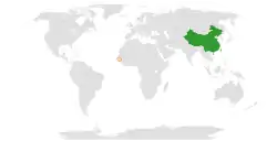 Map indicating locations of China and The Gambia