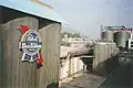 Pabst sign hanging on beer storage tank in Zhaoqing Brewery 1999