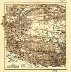 Map including White Jade River (labelled as Yurungkash R (Khotan)) (RGS, early 20th century)