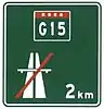 G15 Freeway ends in 2km