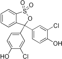 Skeletal formula of chlorophenol red in cyclic form