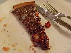 Chocolate pizza served as a dessert at a restaurant in Brazil